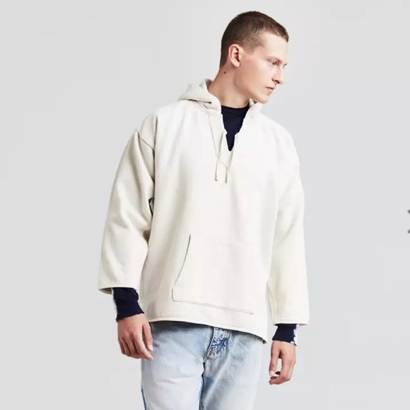 Levis Made Crafted Woven Cropped Sleeves Hoodie - Picture 2 of 13